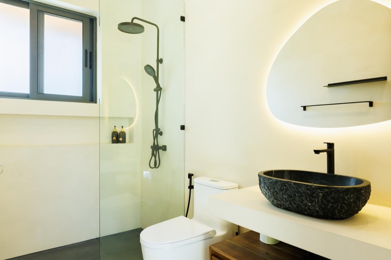 Bathroom with rainfall shower at Nobella, Koh Phangan