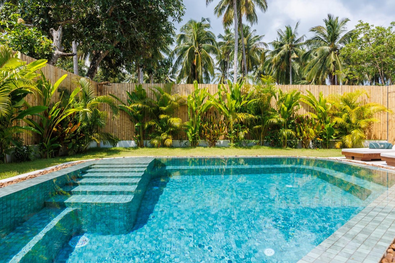 Private pool surrounded by palms at Nobella, Koh Phangan